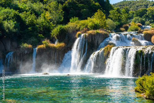 Krka National Park  waterfall Skradinski buk  Croatia. Great tourist destination