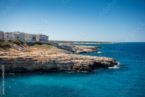 Polignano a Mare above the cliffs of adriatic sea, Puglia © schame87