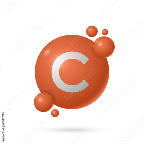 Vitamin C natural essence capsule, medicine and health, vector illustration