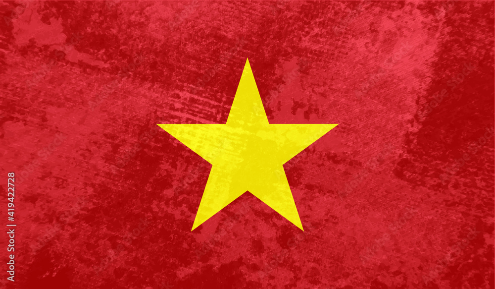 Grunge Vietnam flag. Vietnam flag with waving grunge texture. Grunge Vietnam flag. Vietnam flag with waving grunge texture.
