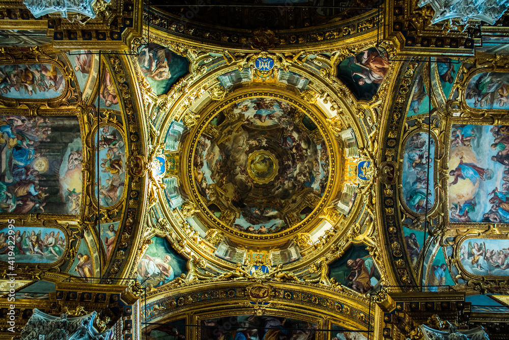 Interior of a church in Genoa Italy
