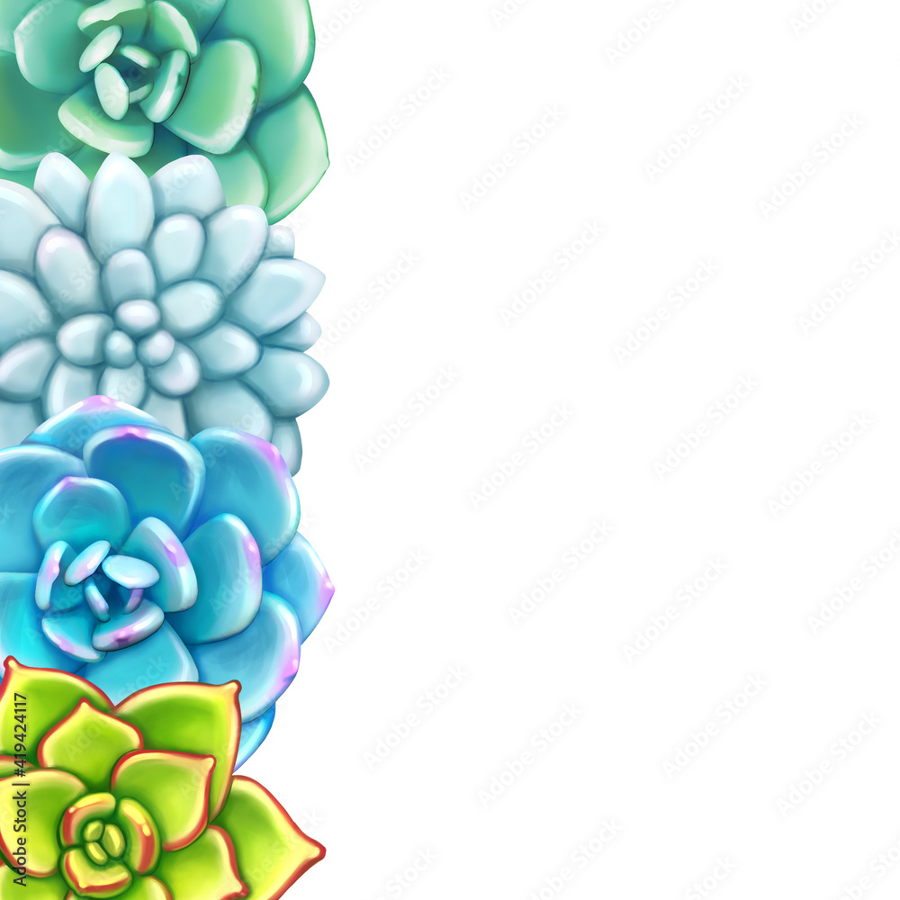 Floral Border. Succulents arranged un a shape of frame Floral Border. Succulents arranged un a shape of frame