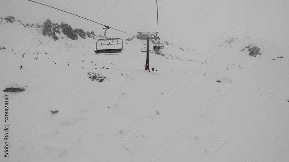 Hyperlapse of ski elevator going up in Queenstown, New Zealand