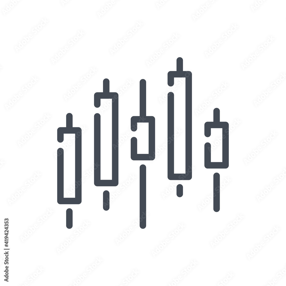 Candlestick chart line icon. Trade market candle chart vector outline sign. Candlestick chart line icon. Trade market candle chart vector outline sign.