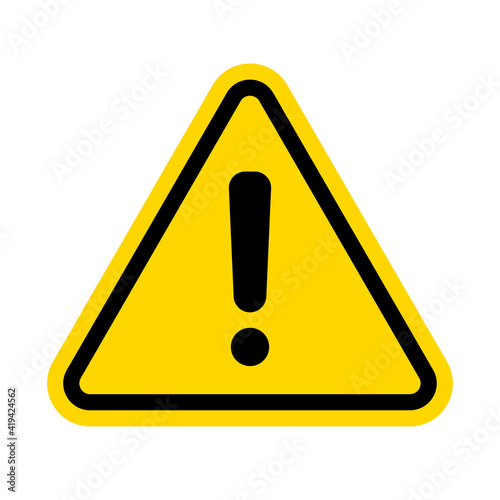Hazard warning attention sign with exclamation mark symbol. Vector illustration. 