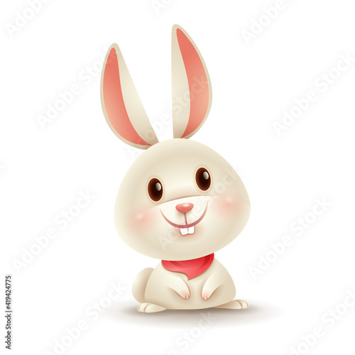Vector illustration of little cute bunny. Isolated.