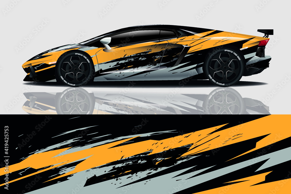 Fototapeta premium Car wrap graphic racing abstract background for wrap and vinyl sticker