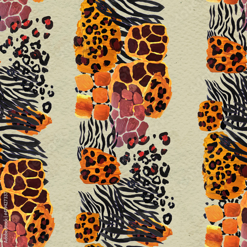 Animal mix print seamless pattern. Abstract background