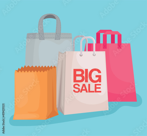 four shopping bags set icons