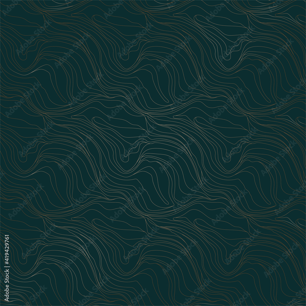 Vector seamless pattern. Golden lines on a green background. Luxury background Vector seamless pattern. Golden lines on a green background. Luxury background