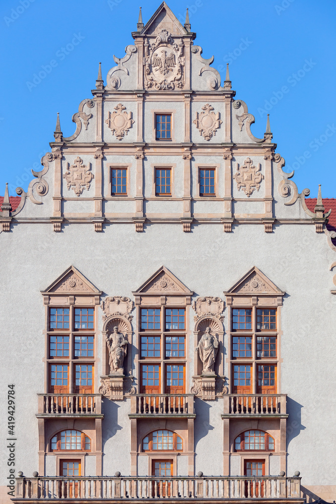 Fototapeta premium Facade of a beautiful medieval building. Poznan. Poland.