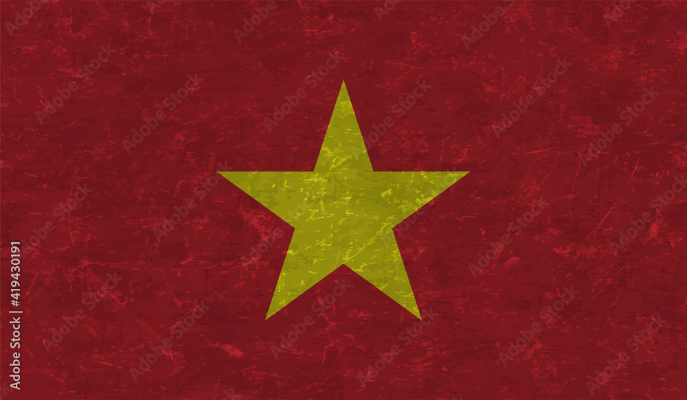 Grunge Vietnam flag. Vietnam flag with waving grunge texture. Grunge Vietnam flag. Vietnam flag with waving grunge texture.