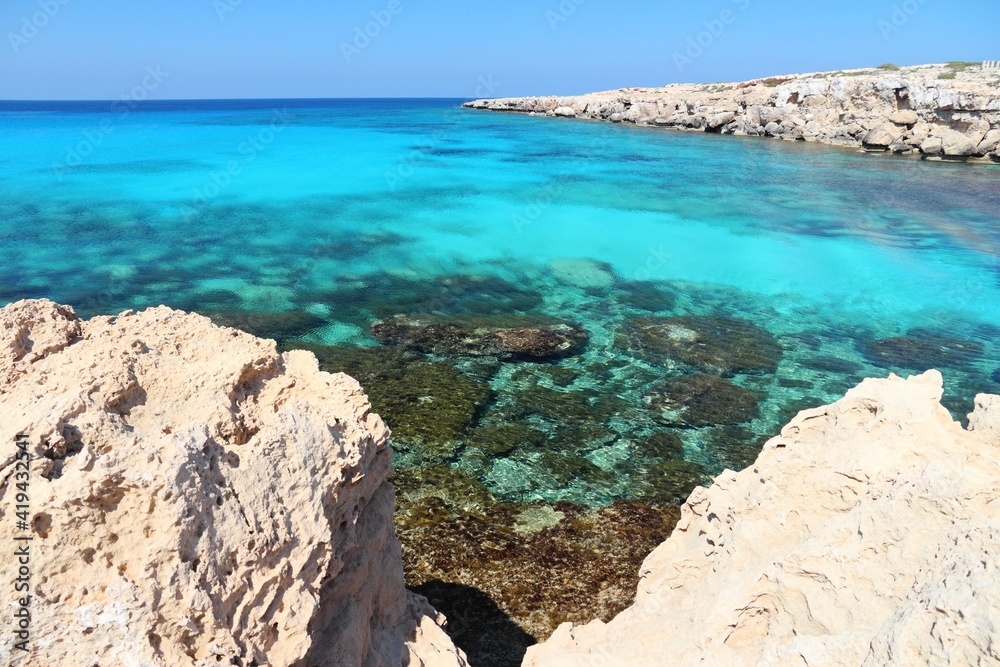 Beautiful Cyprus coast. Seaside Cyprus landscape.