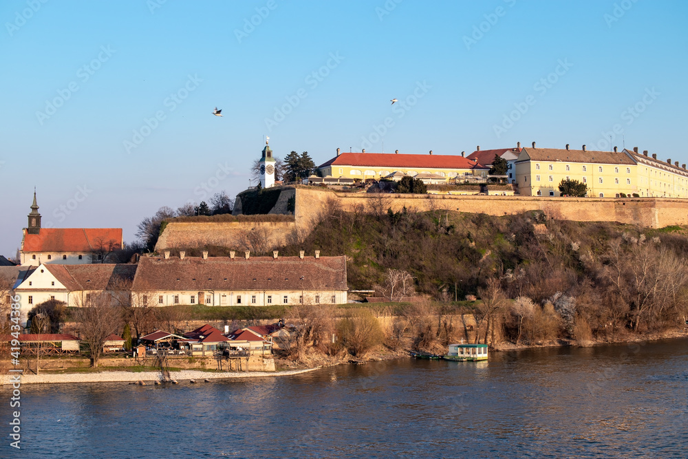 Petrovaradin fortress on the right bank of the Danube river. Novi Sad, Serbia.