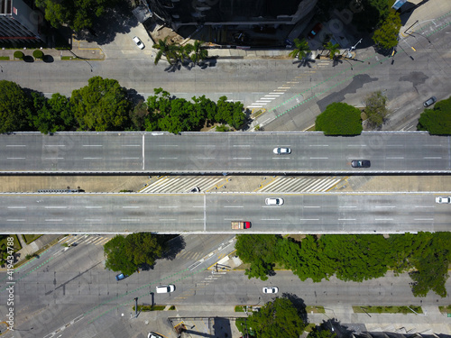 Fotografie zenith view of road junction over Guadalupe and Lazaro Cardenas streets