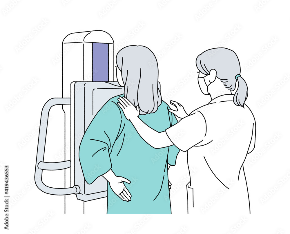 胸部レントゲン検査 女性 イラスト 看護師 シンプル Stock イラスト Adobe Stock