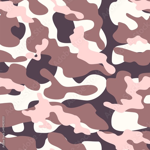 pink army camouflage vector seamless pattern © keni