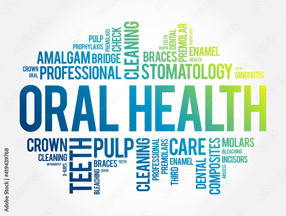 Obraz premium Oral health word cloud collage, dental concept background
