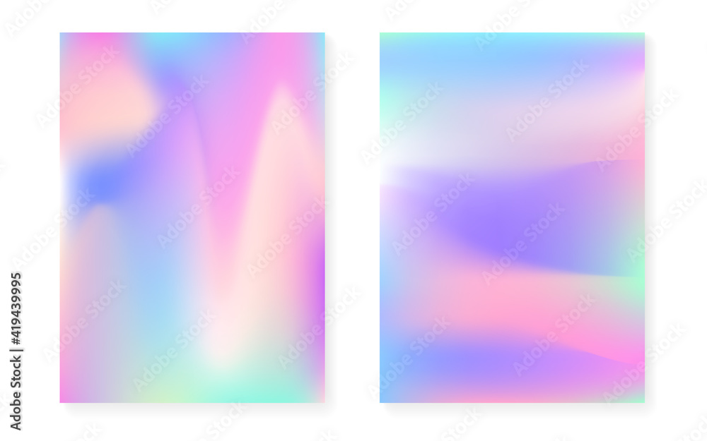 Fototapeta premium Holographic gradient background set with hologram cover.