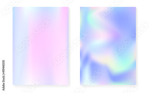 Holographic cover set with hologram gradient background. photo
