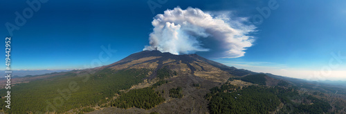 Wallpaper Mural Virtual reality panorama at 180 degrees of the eruption of the Etna volcano on 4 March 2021. Paroxysm on Etna in Sicily. Lava flow inside the Valle del Bove. Torontodigital.ca