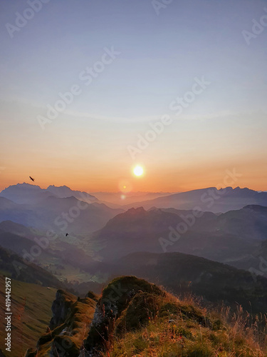 Sonnenaufgang auf dem Speer, Schweizer Alpen