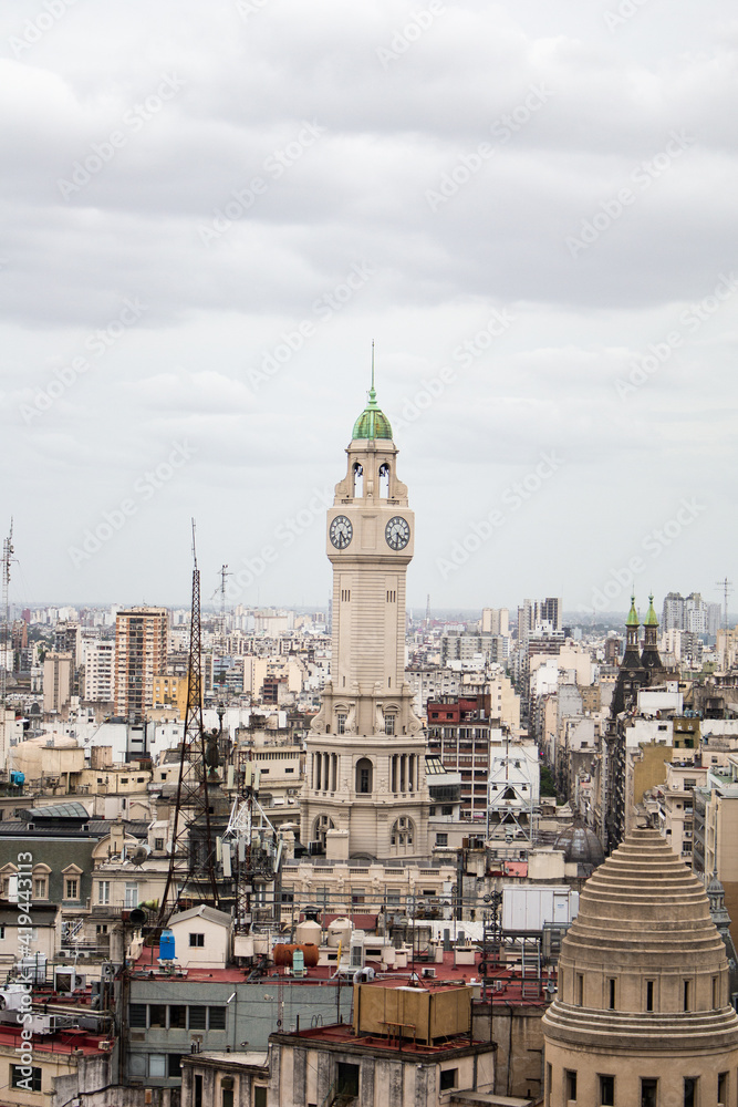 VIew of a clock tower in Buenos Aires