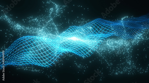 Network connection background. white and black particles. 3D rendering.