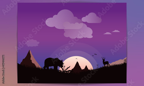 Forest night illustration