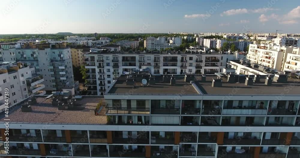 View Of Courtyard. Slow Drone Tilt Down View Of Courtyard. Slow Drone Tilt Down