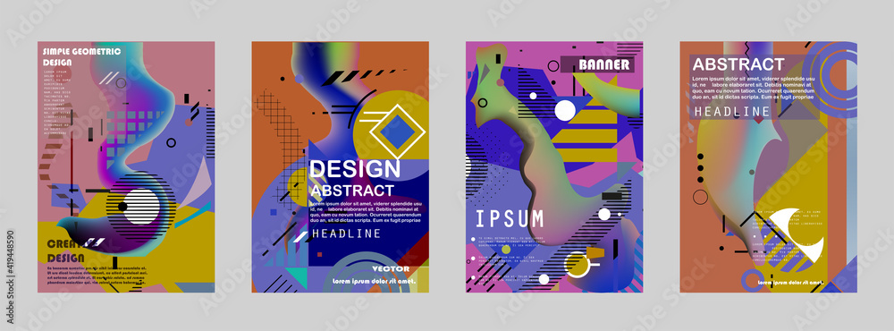 Obraz premium Abstract background creative cover set. Can be used for Collage page, greeting card, invitation, brochure brush strokes style, banner idea, book cover, booklet print, phone case print, Eps10 vector.