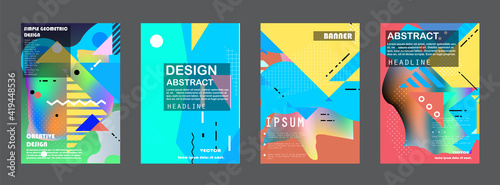 Abstract background creative cover set. Can be used for Collage page, greeting card, invitation, brochure brush strokes style, banner idea, book cover, booklet print, phone case print, Eps10 vector.