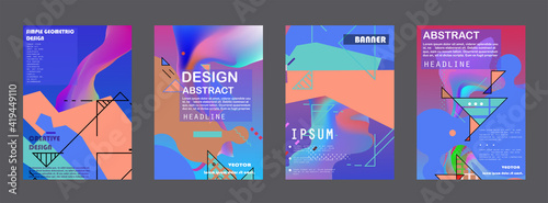 Abstract background creative cover set. Can be used for Collage page, greeting card, invitation, brochure brush strokes style, banner idea, book cover, booklet print, phone case print, Eps10 vector.