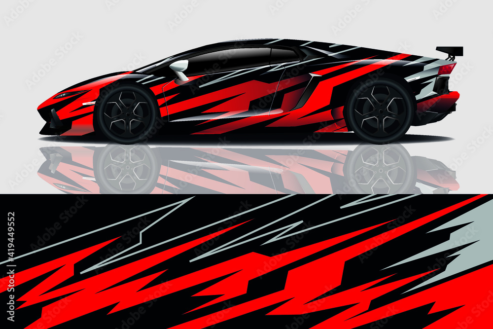 Obraz premium Car wrap graphic racing abstract background for wrap and vinyl sticker