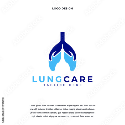 Creative lungs care with hand icon logo design color editable vector illustration