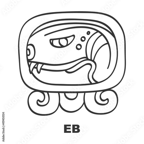 Vector icon with Glyph from Maya calendar Tzolkin. Calendar day symbol Eb photo