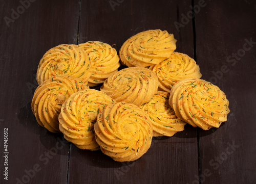 Healthy Homemade Sweet Cookies or Biscuits Also Know as Nan Khatai photo