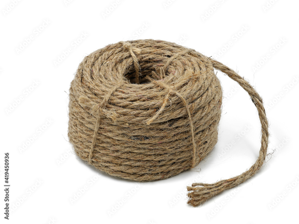 rolled jute twine isolated on white background rolled jute twine isolated on white background