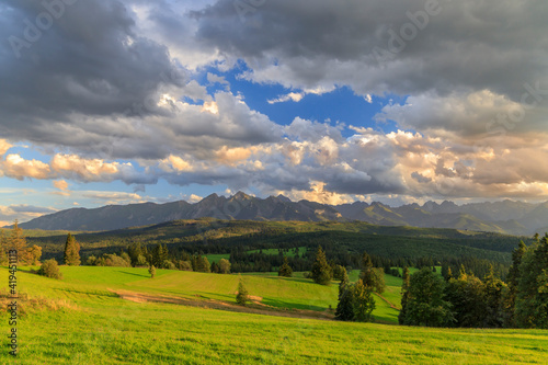 Landscape near Jurgow with High Tatras, Poland