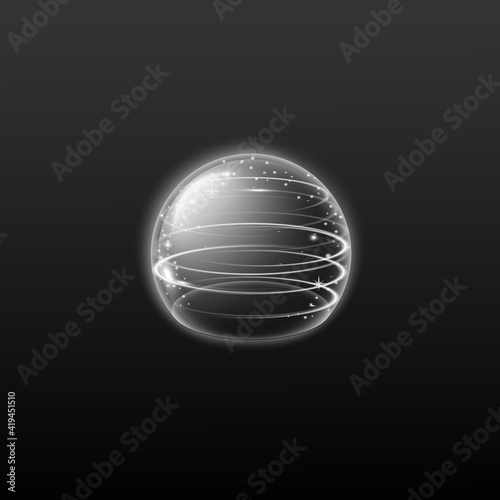 Bubble shield or energy field sphere, realistic vector illustration isolated.