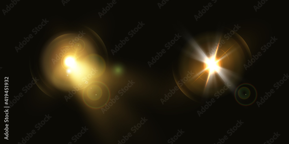 Fototapeta premium Explosion of a new star. Transparent effect, shining lens flare. Vector 10 eps.