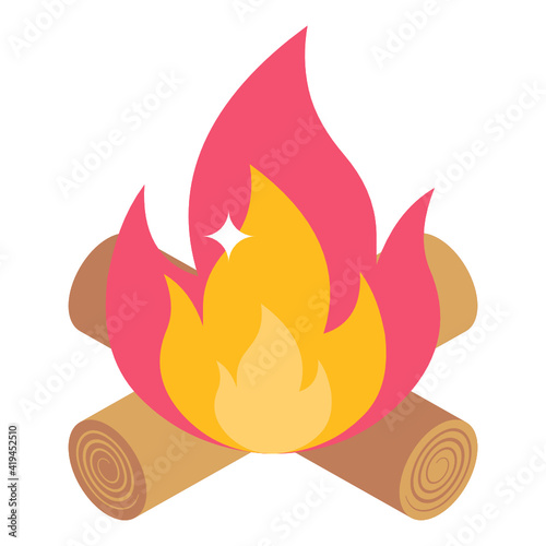 
Campfire icon in isometric design.

