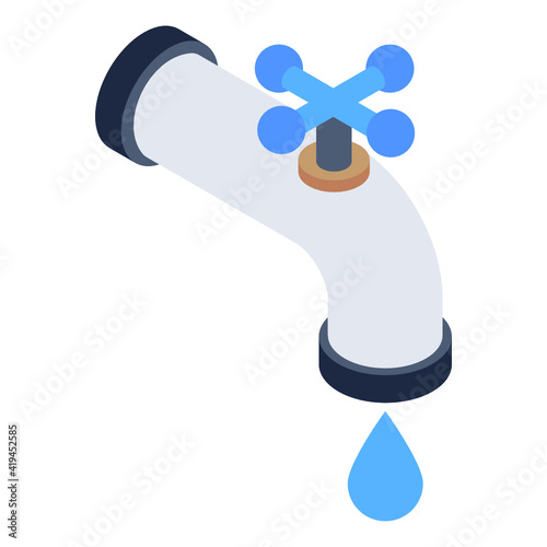 
Water tap, isometric icon of faucet 

