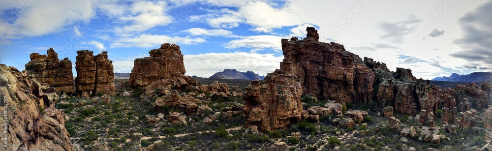 panorama of canyon with tall rocks in the Cederberg