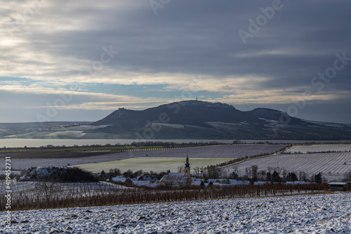 Winter landscape under Palava near Sonberk, South Moravia, Czech Republic photo