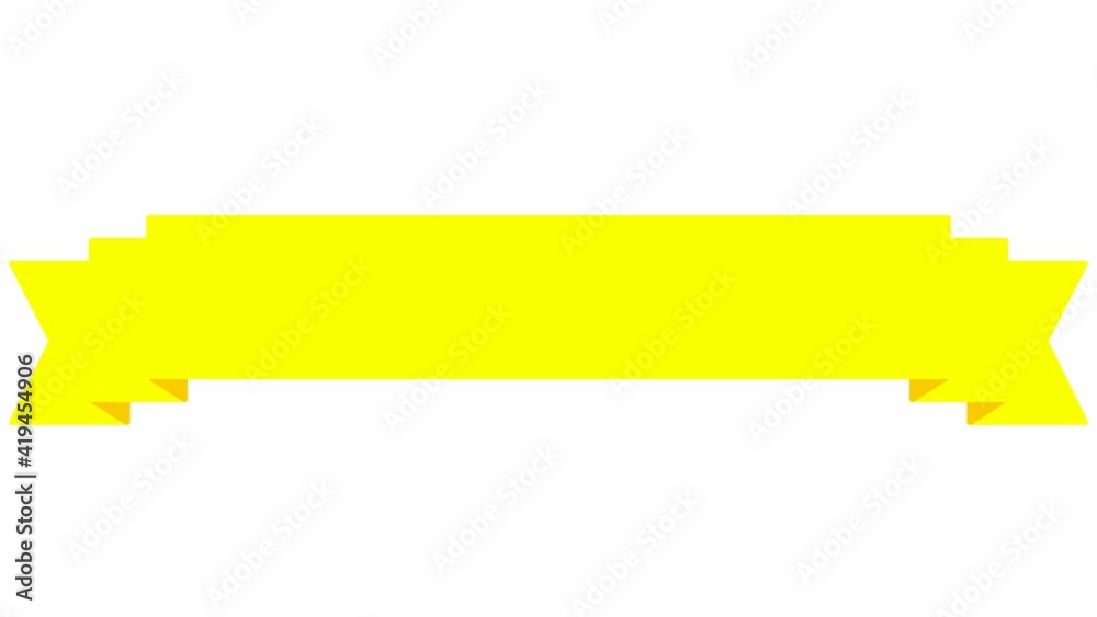 Animated yellow ribbon for text. Frame with copy space. Looped video. Vector illustration isolated on white background. Animated yellow ribbon for text. Frame with copy space. Looped video. Vector illustration isolated on white background.