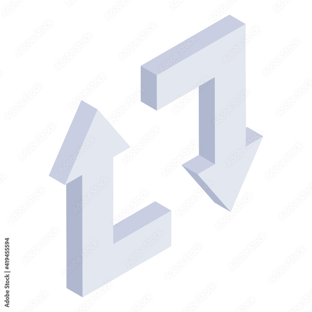 An icon of arrows in isometric style
An icon of arrows in isometric style