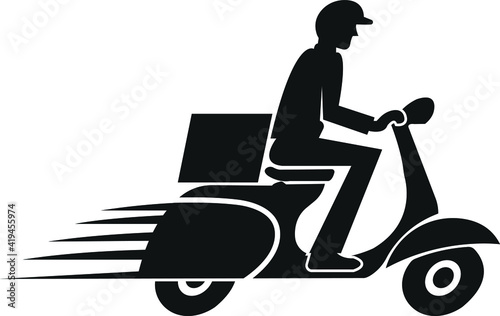 Fast delivery icon, delivery boy icon, delivery with motor bike icon