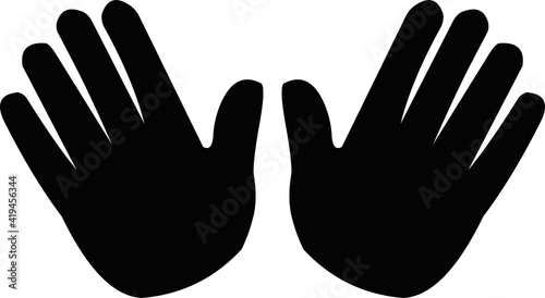 Vector illustration of the silhouettes of a hands, indicating here I am