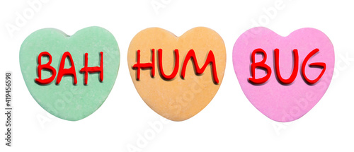 Canvas Print Valentine candy hearts with BAH HUMBUG message.